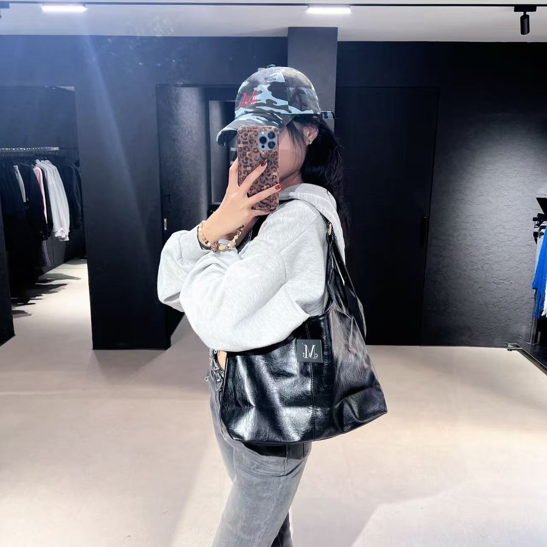 韓國 Mucent Crescent Leather Shoulder【MU107】