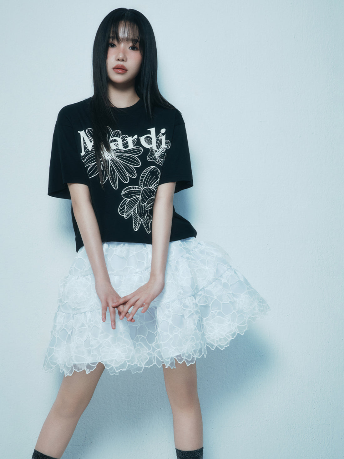 韓國 Mardi Mercredi TSHIRT TRIPLE FLOWER【MM142】
