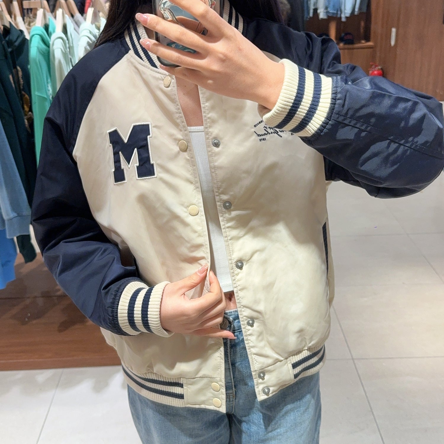 韓國 Marithe Francois Girbaud NYLON COLOR BLOCK BASEBALL JACKET【MF346】