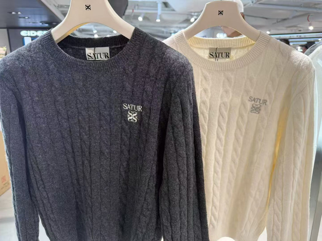 韓國 Satur (W) Soft Touch Cable Crew Neck Knit【SR142】
