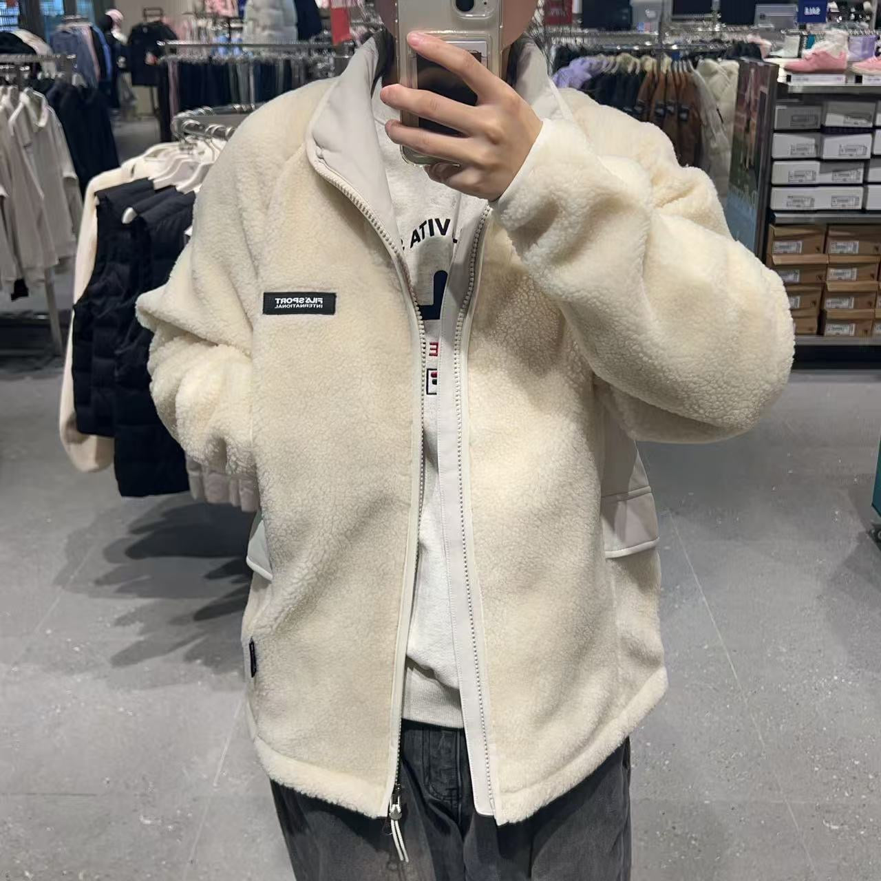 韓國 FILA Woven Color Block Fleece Jacket【FA020】