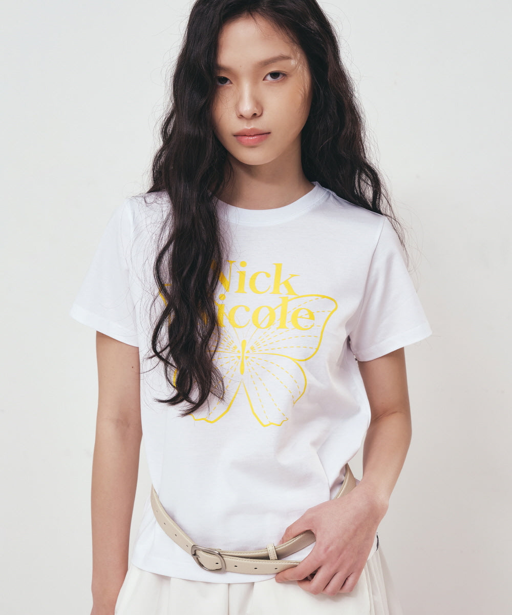 韓國 Nick Nicole Butterfly Nicole Label Slim Top【NK026】
