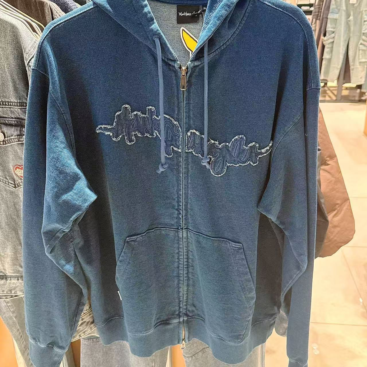 韓國 Mark Gonzales Indigo Washed Hooded Zip-Up Jacket【MG156】