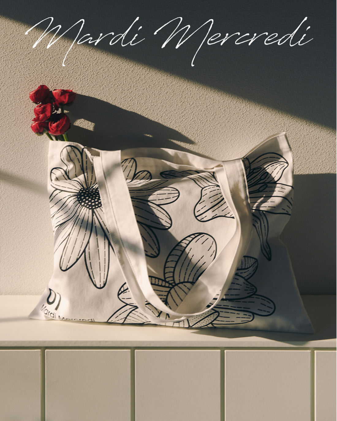 韓國 Mardi Mercredi CANVAS BAG TRIPLE FLOWER 【MM043】