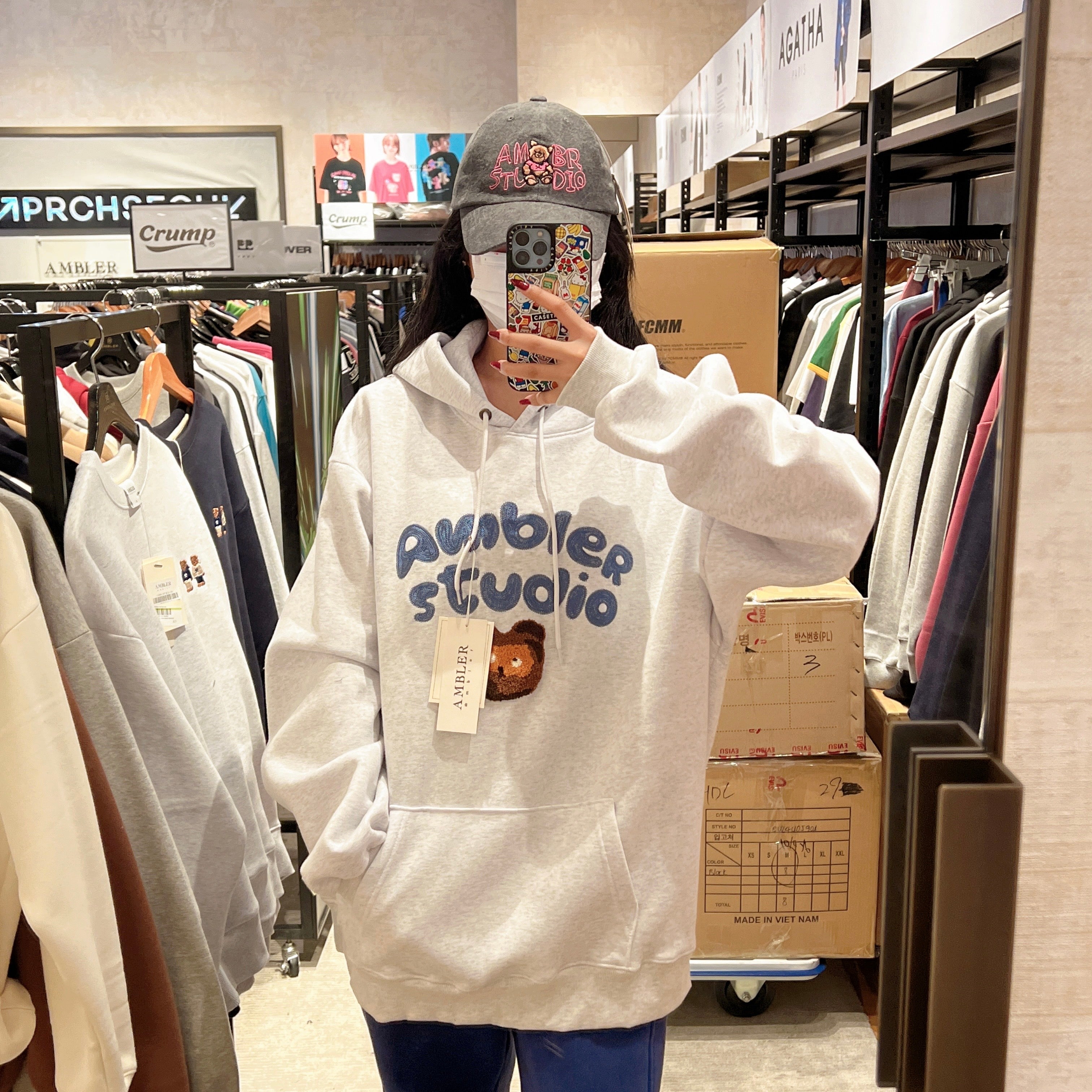 韓國 Ambler Lighting bear Overfit Fleece Hoodie【AR035】 - STT Mall HK 靚太網購