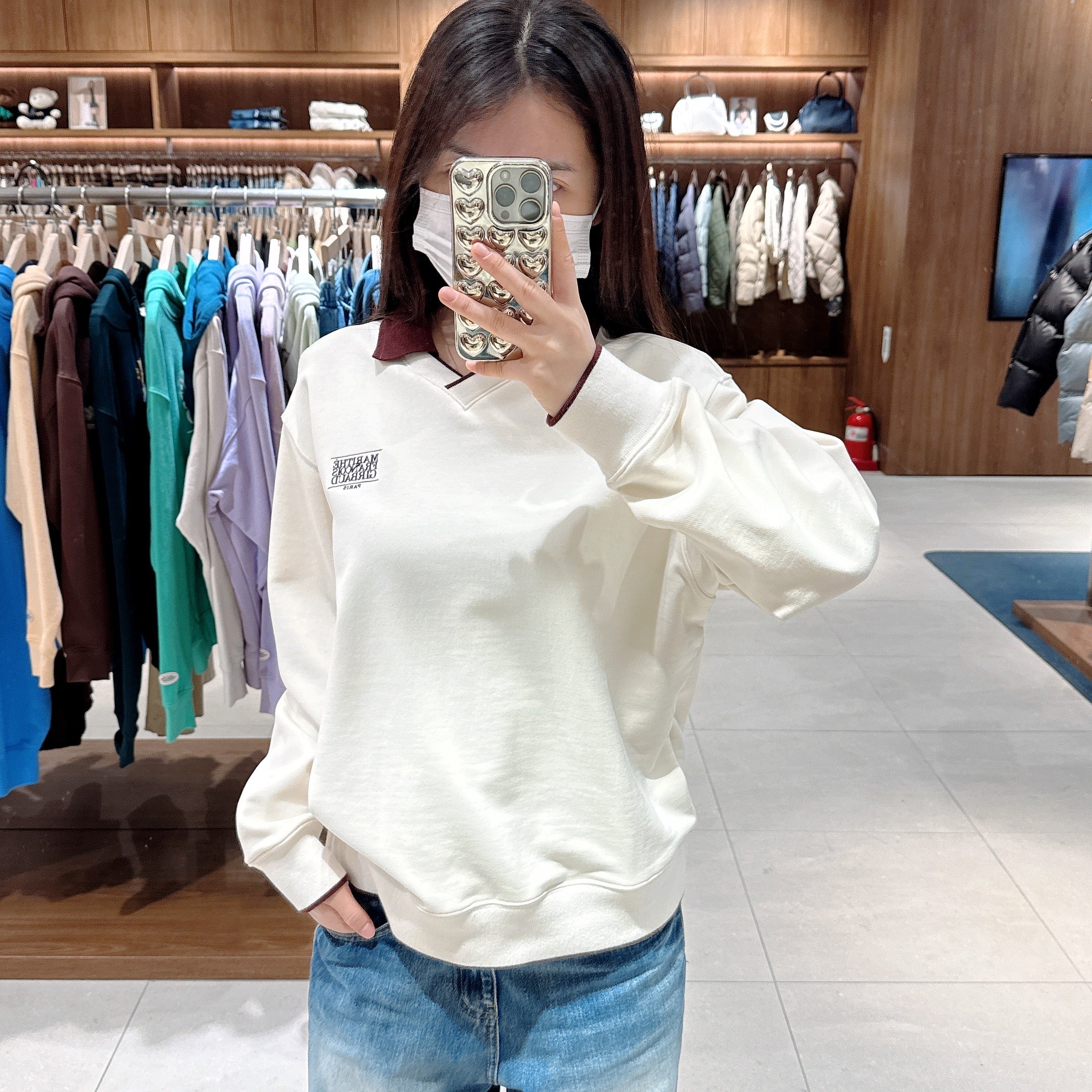 韓國 Marithe Francois Girbaud V-NECK COLLARED SWEATSHIRT 【MF214】