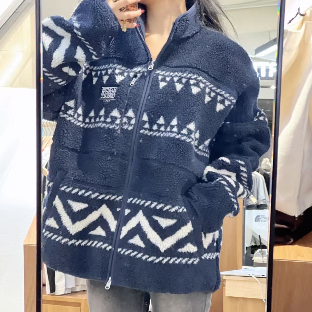 韓國 Marithe Francois Girbaud ETHNIC PATTERN FLEECE JACKET【MF736】