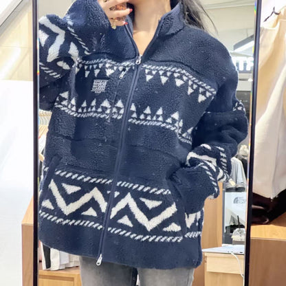 韓國 Marithe Francois Girbaud ETHNIC PATTERN FLEECE JACKET【MF736】