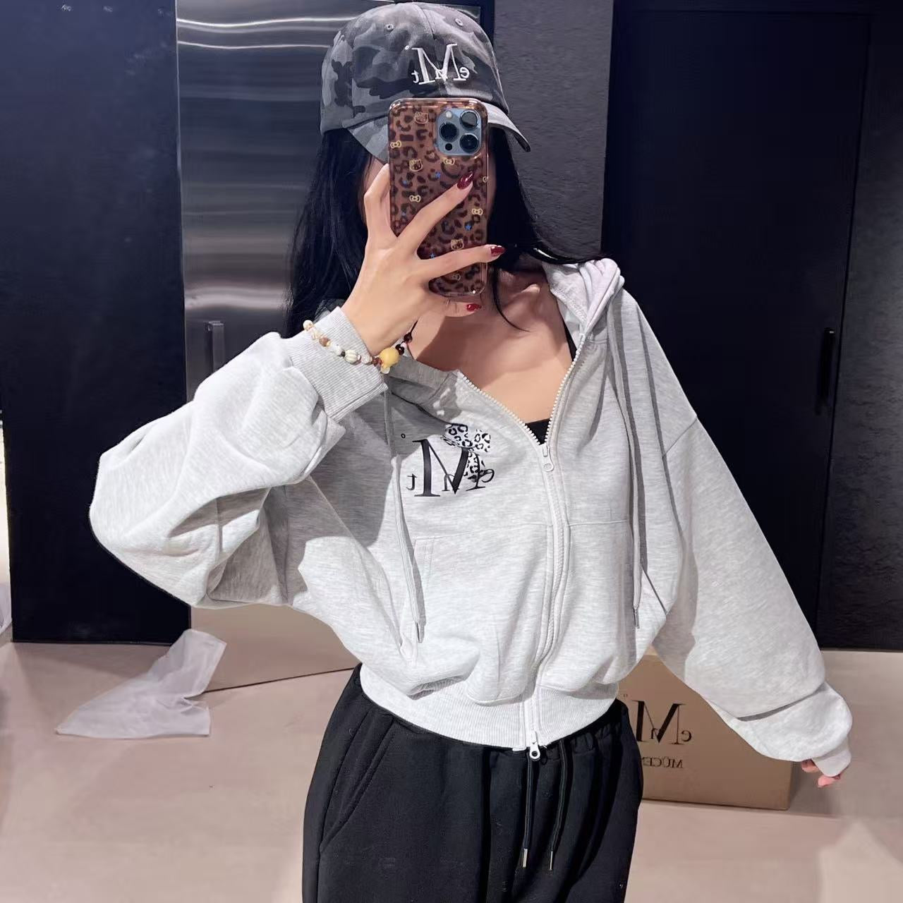 韓國 Mucent Sahara Gradation Leopard Cross Hood Zip-up【MU142】