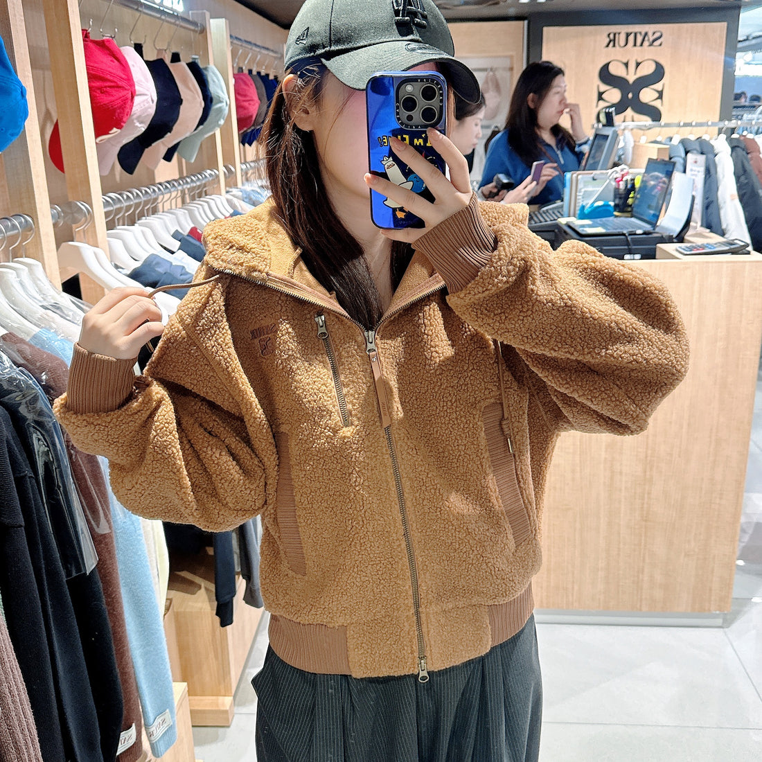 韓國 Satur Shearling Fleece Hooded Zip-Up【SR173】