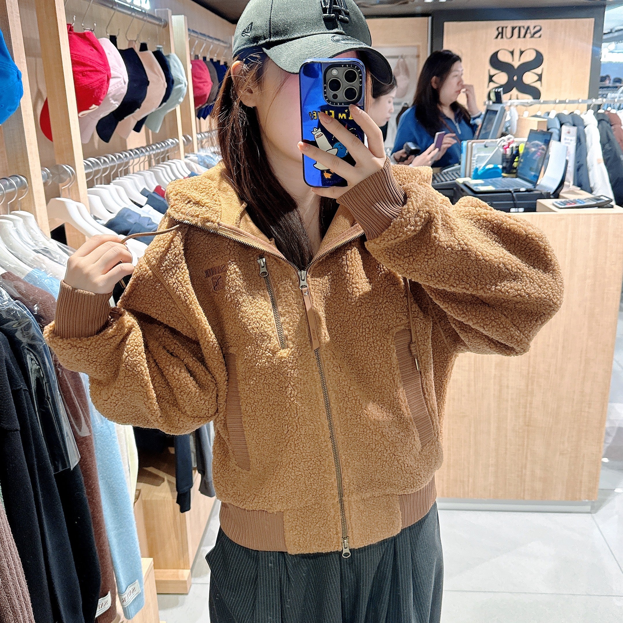 韓國 Satur Shearling Fleece Hooded Zip-Up【SR173】