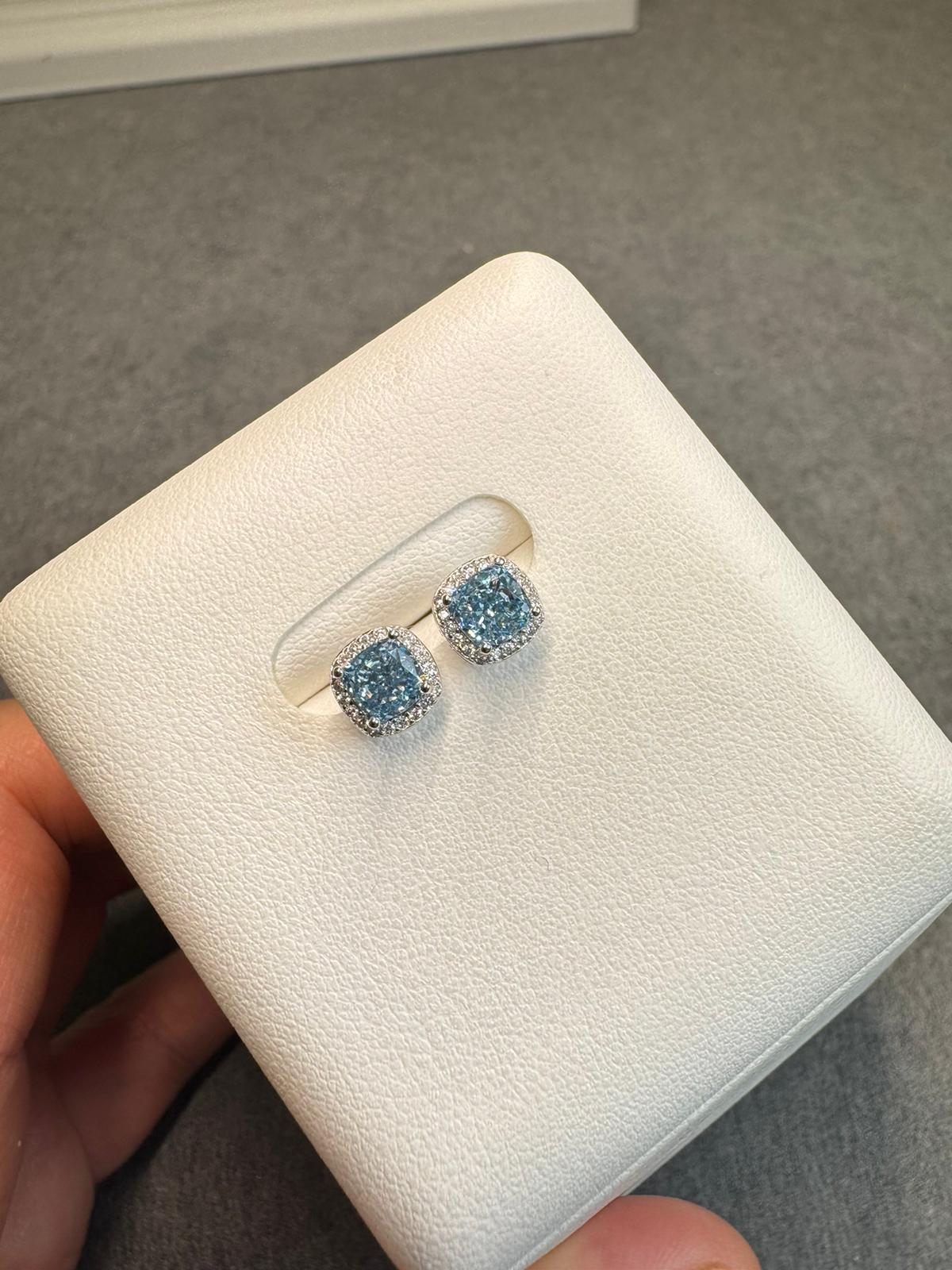 日本直送 海藍寶方糖耳飾【JS429】