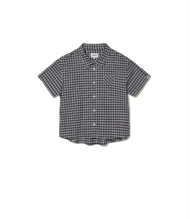韓國 Markm Women's Cotton Check Short Sleeve Shirt【MA170】