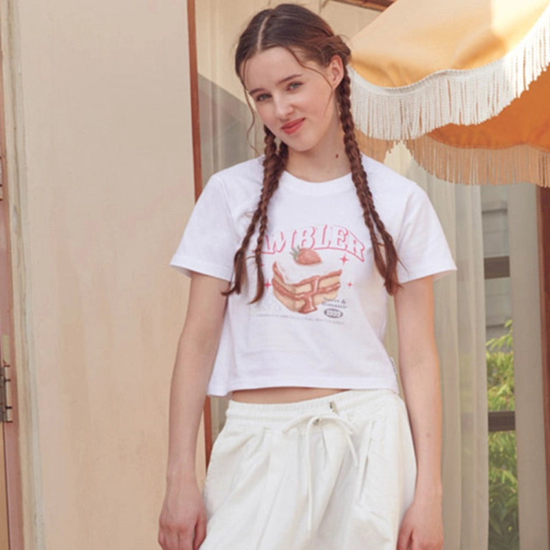 韓國 Ambler Piece Of Cake Crop Short Sleeve T-shirt【AR039】