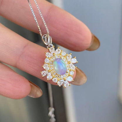 日本直送 滿鑲天然歐泊銀項鍊【JS351】