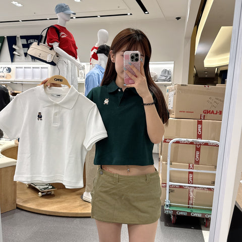 韓國 SPAO Soft Cotton Crop Collar T-shirt【SP120】