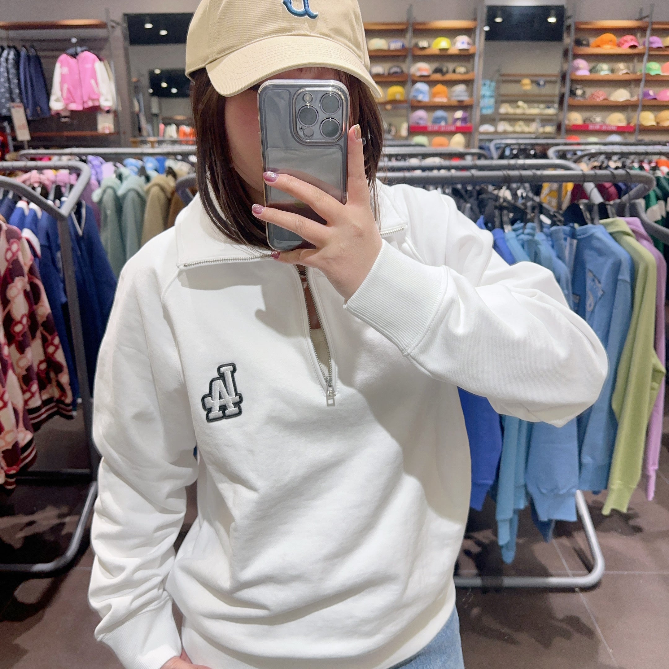 韓國 MLB BASIC MEDIUM LOGO HALF ZIP-UP OVERFIT SWEATSHIRT【MB152】