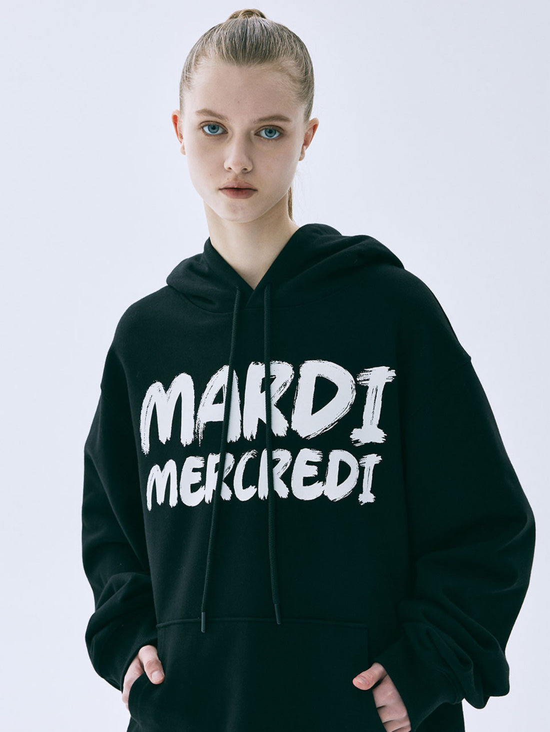 韓國 Mardi Mercredi Oversized Hoody Brush Logo Contrast【MM183】