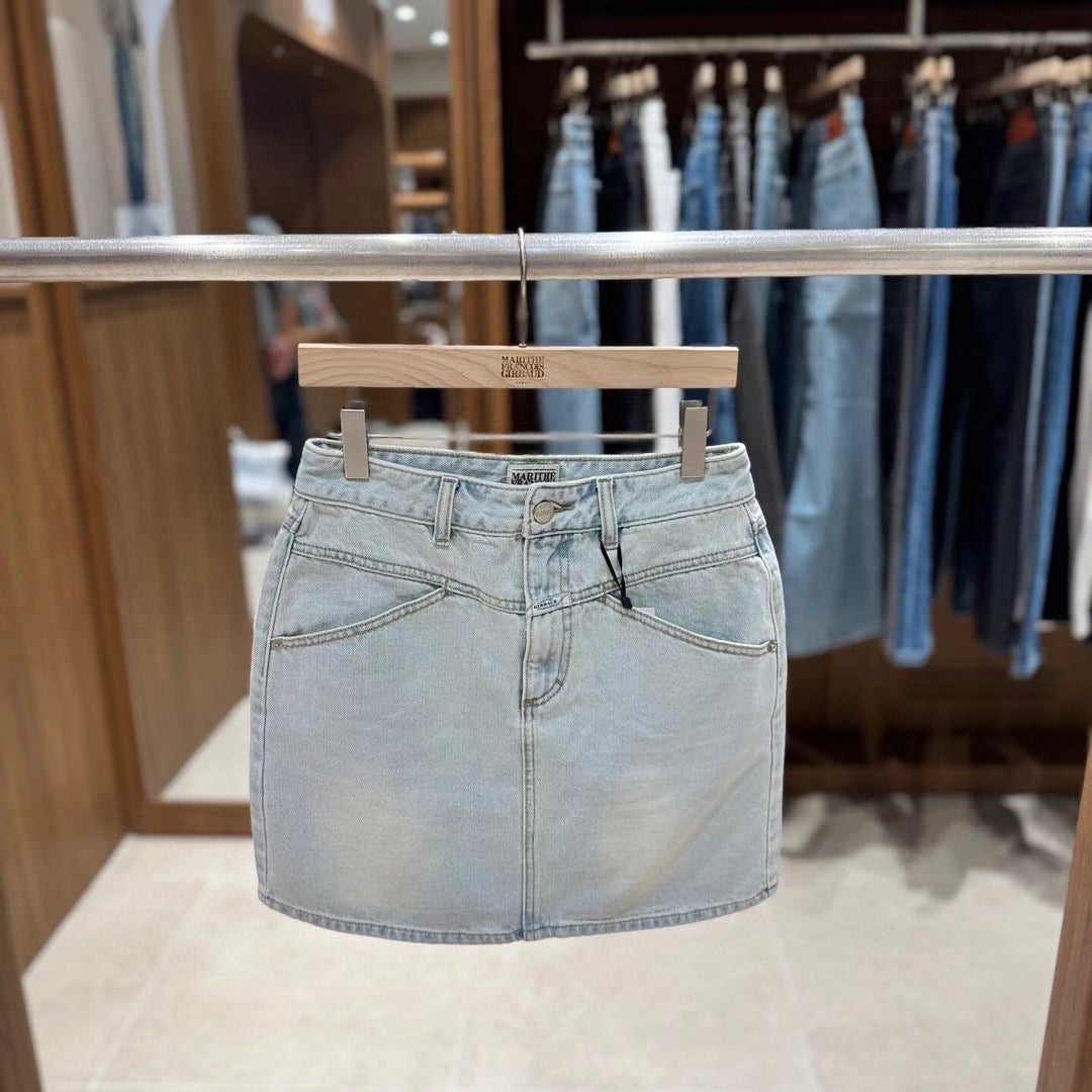 韓國 Marithe Francois Girbaud Women's STRAIGHT DENIM MINI SKIRT【MF483】