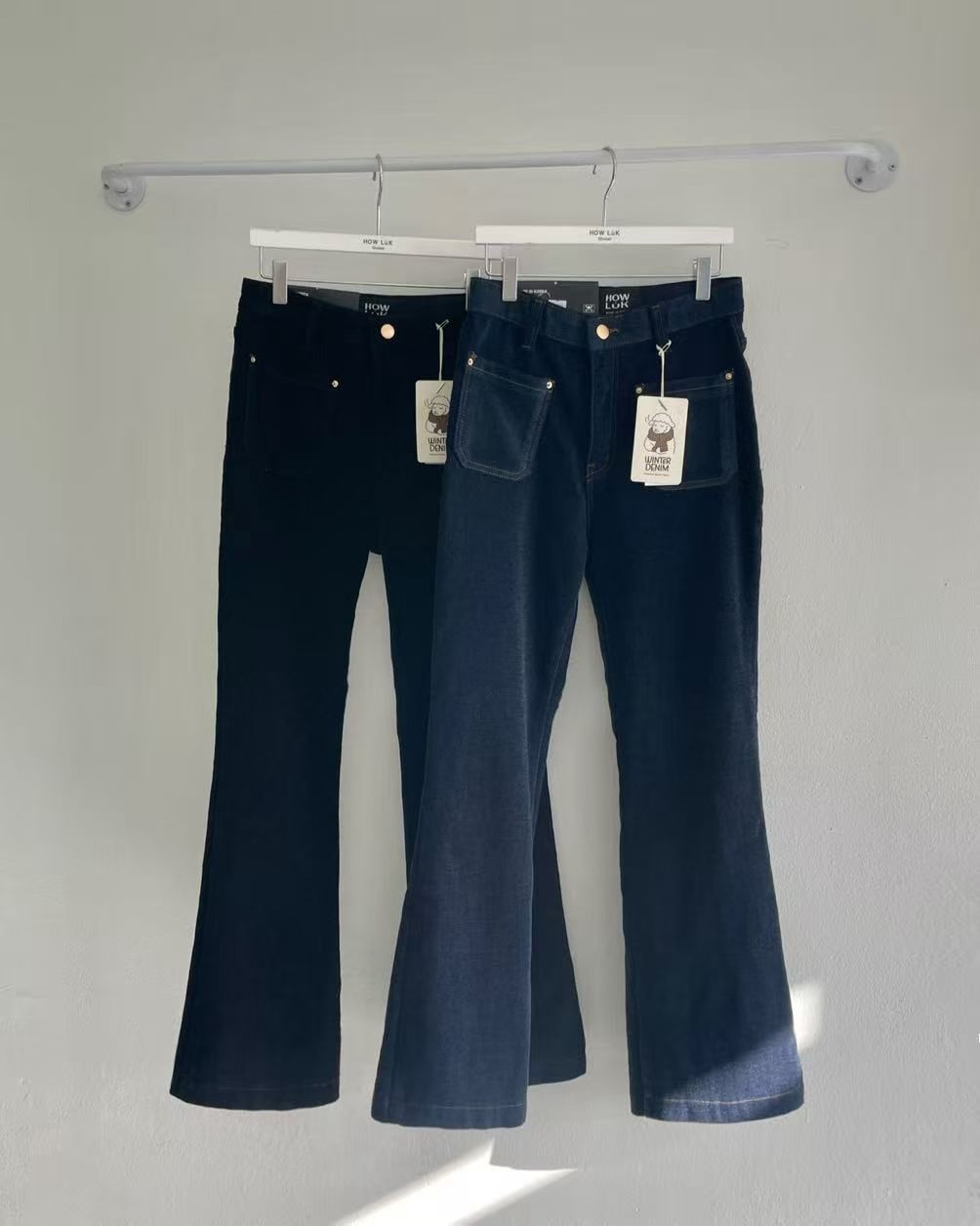 韓國 HowLuk 牛仔褲 刷薄毛  (冬季款)【H2555】