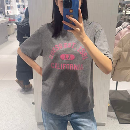 韓國 Guess Uni Semi Over California Short Sleeve T-Shirt【GU001】