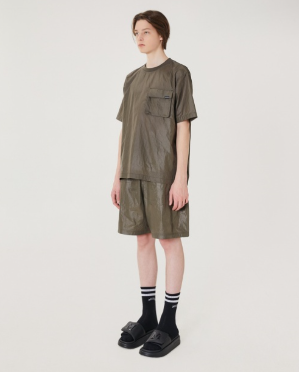 韓國 Markm Glossy Woven Set-up Pocket T-Shirt【MA196】