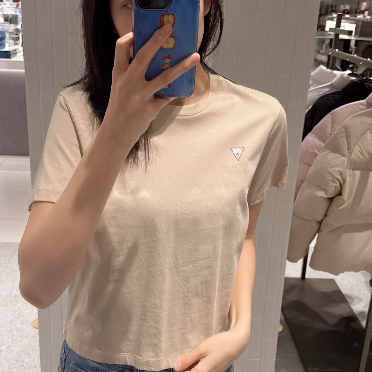 韓國 Guess Uni Semi-Over Original Mini Triangle Short Sleeve T-Shirt【GU011】