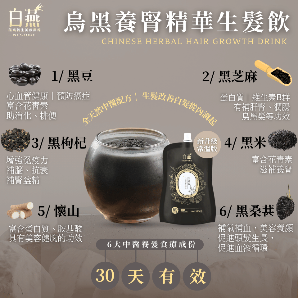 白燕烏黑養腎精華生髮飲 100ml【SM032】