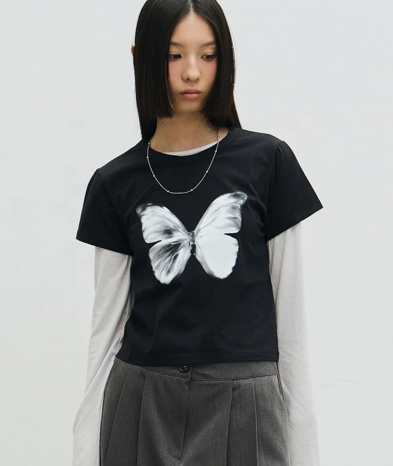 韓國 Nick Nicole Butterfly Soft Coloring Crop Top【KR006】