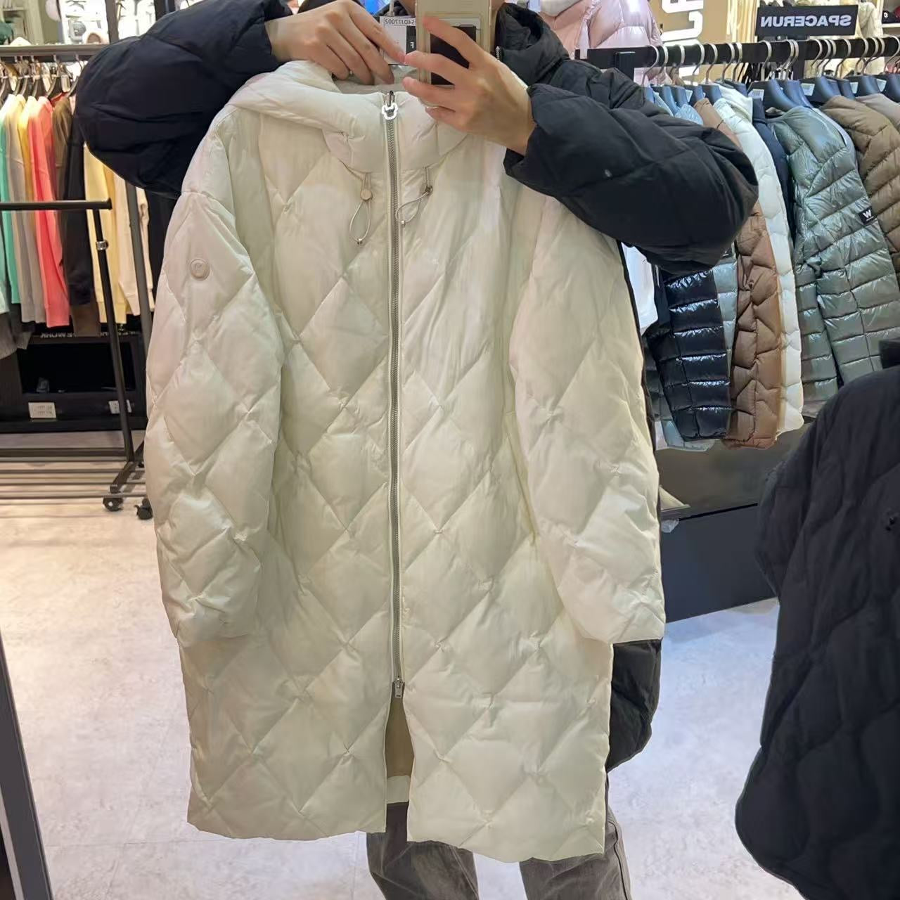 韓國 LifeWork Women's Lite Diamond Quilted Long Hooded Down Jumper (鴨絨)【LW035】
