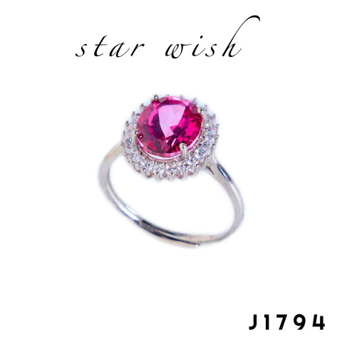 Star Wish S925銀 粉托帕戒指 J1794【SS462】