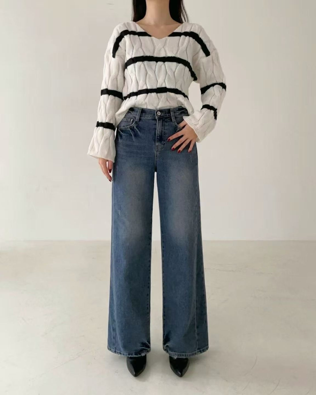 韓國 HowLuk 牛仔褲 刷薄毛 (冬季款)【H5670_1】