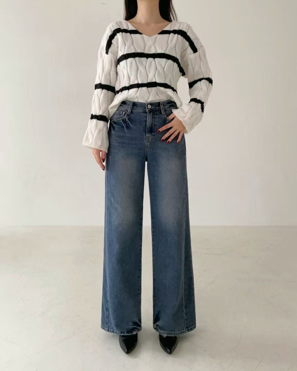 韓國 HowLuk 牛仔褲 刷薄毛 (冬季款)【H5670_1】