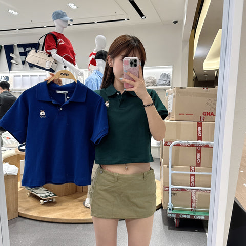 韓國 SPAO Soft Cotton Crop Collar T-shirt【SP120】