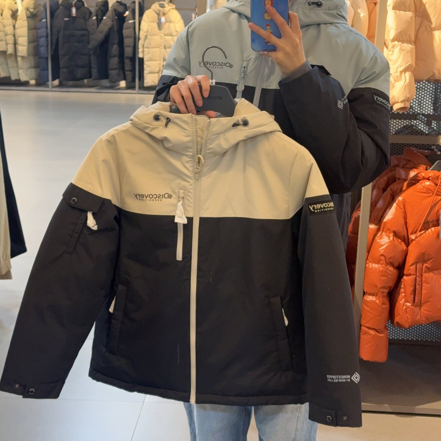 韓國 Discovery Bergen Gore Windstopper Colorblock Goose Down Short Padding (鵝絨)【DY178】