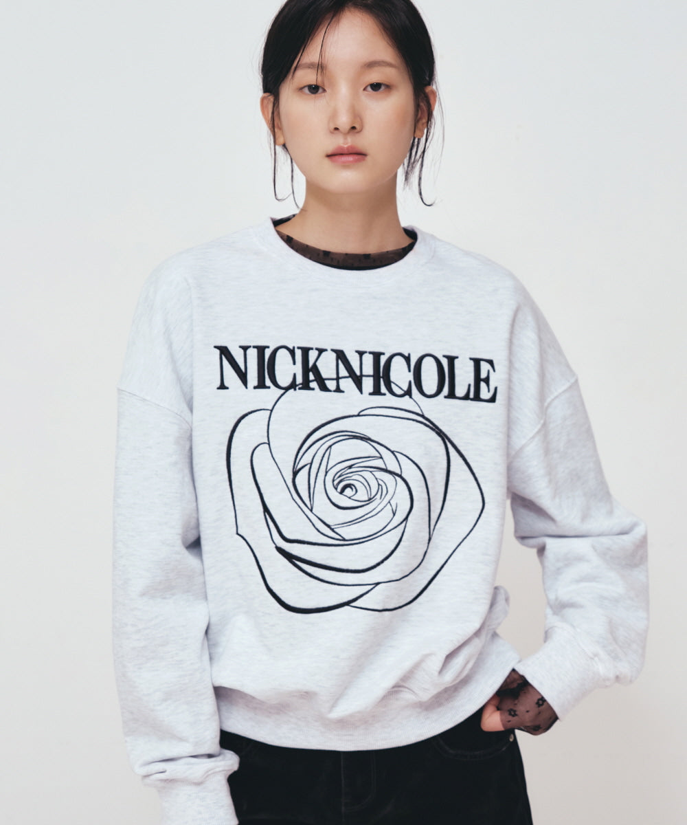 【現貨】韓國 Nick Nicole Volume Nicloe Rose Sweatshirt【NK008】