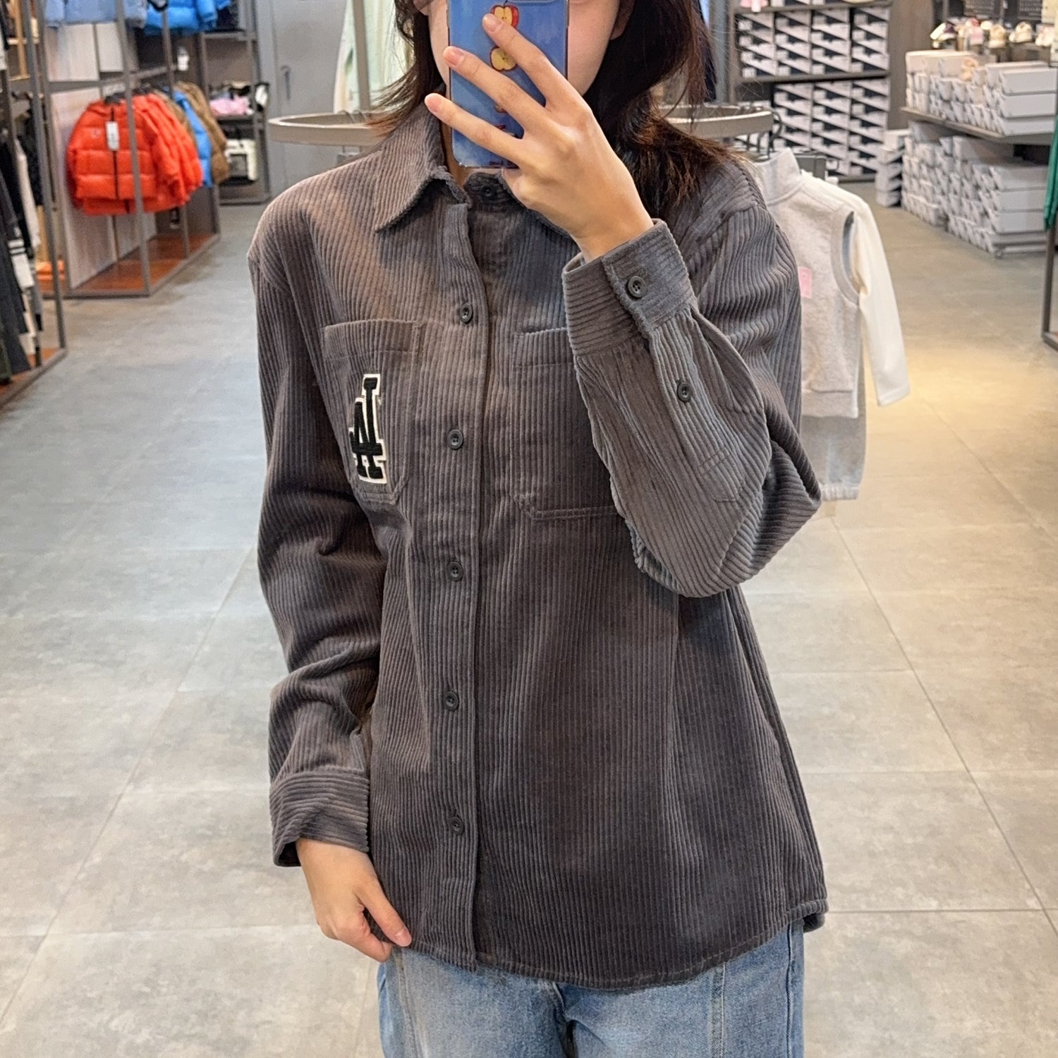 韓國 MLB Basic Medium Logo Corduroy Overfit Shirt【MB035】