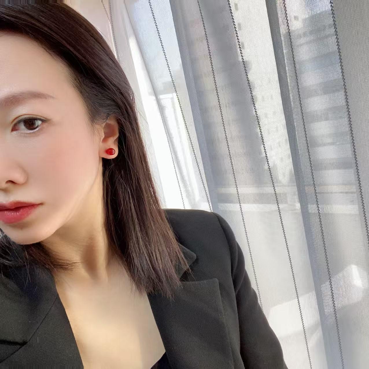 日本直送 紅瑪瑙K金耳釘【JS418】