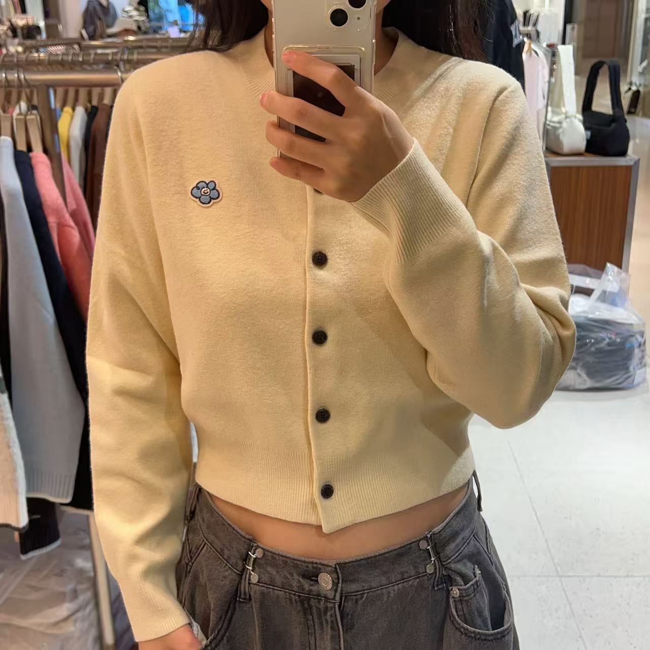 韓國 Wacky Willy Women's Lily Wappen Round Neck Cardigan【WW036】