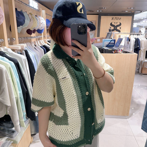 韓國 Satur Bohemian Crochet Knit Shirt【SR083】