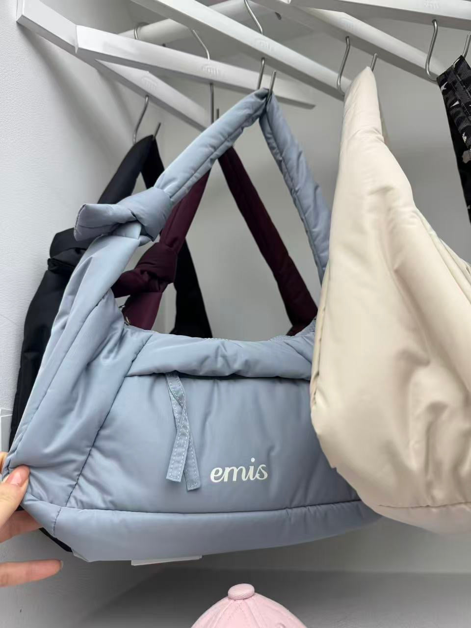 韓國 EMIS Padded Zip Pocket Shoulder Bag【ES094】