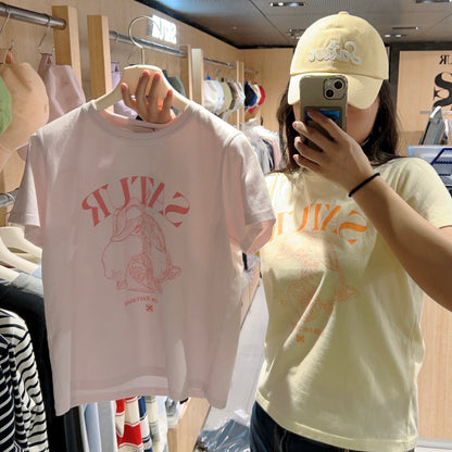 韓國 Satur Capri Citron Drawing Summer Graphic T-Shirt【SR098】