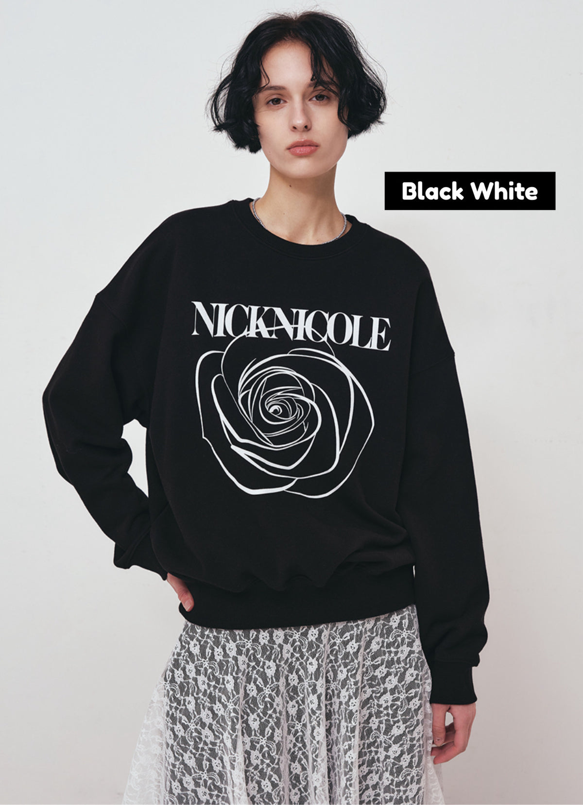 【現貨】韓國 Nick Nicole Rose Printing Sweatshirt【NN005】
