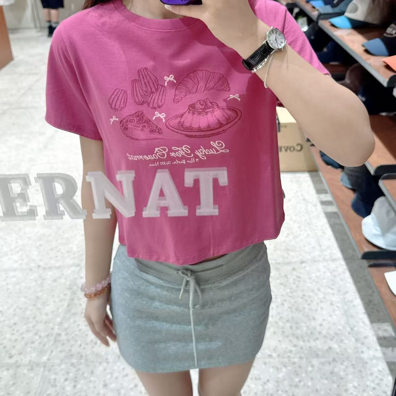 韓國 Covernat Women's Crop Bakery T-Shirt【CO054】