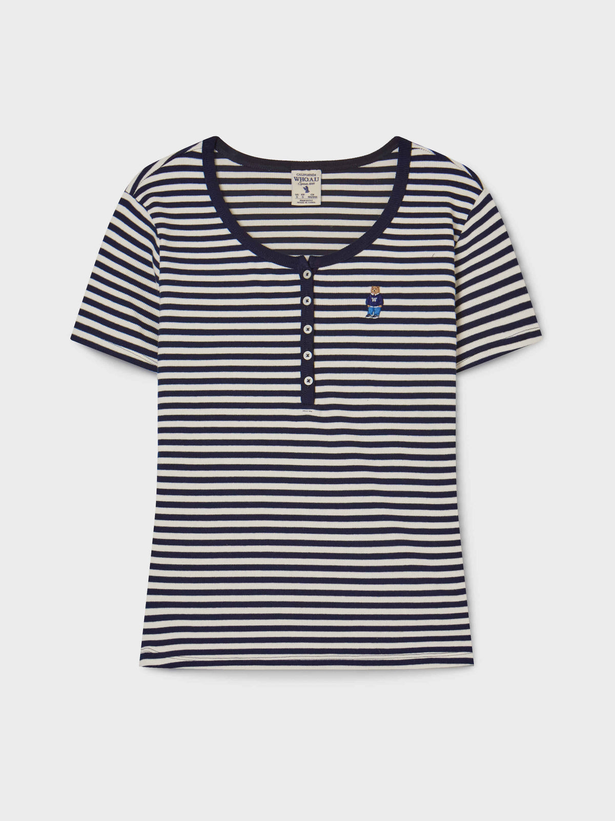 韓國 WhoAU Steve Ribbed Henry Neck T-shirt【WA269】