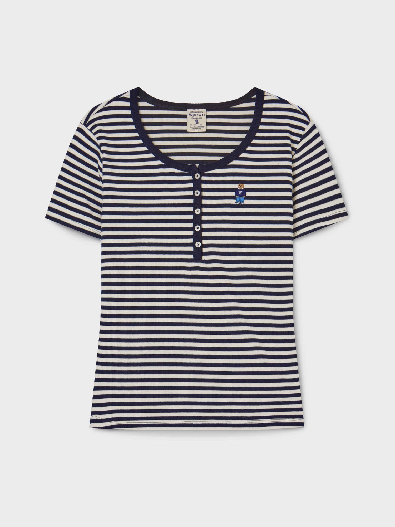 韓國 WhoAU Steve Ribbed Henry Neck T-shirt【WA269】