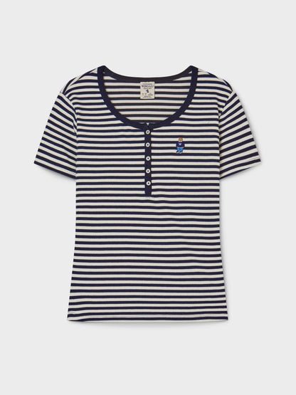 韓國 WhoAU Steve Ribbed Henry Neck T-shirt【WA269】