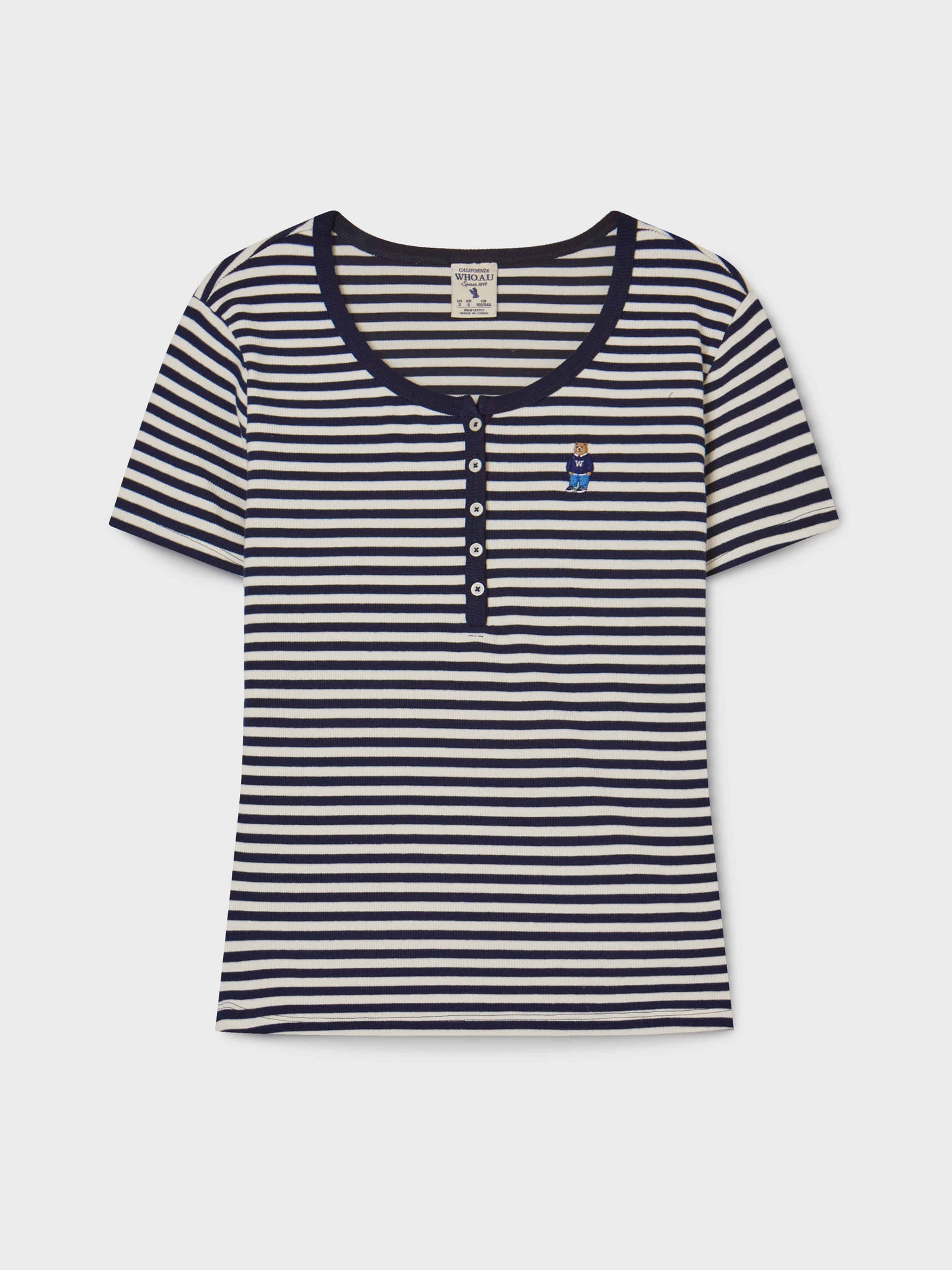 韓國 WhoAU Steve Ribbed Henry Neck T-shirt【WA269】