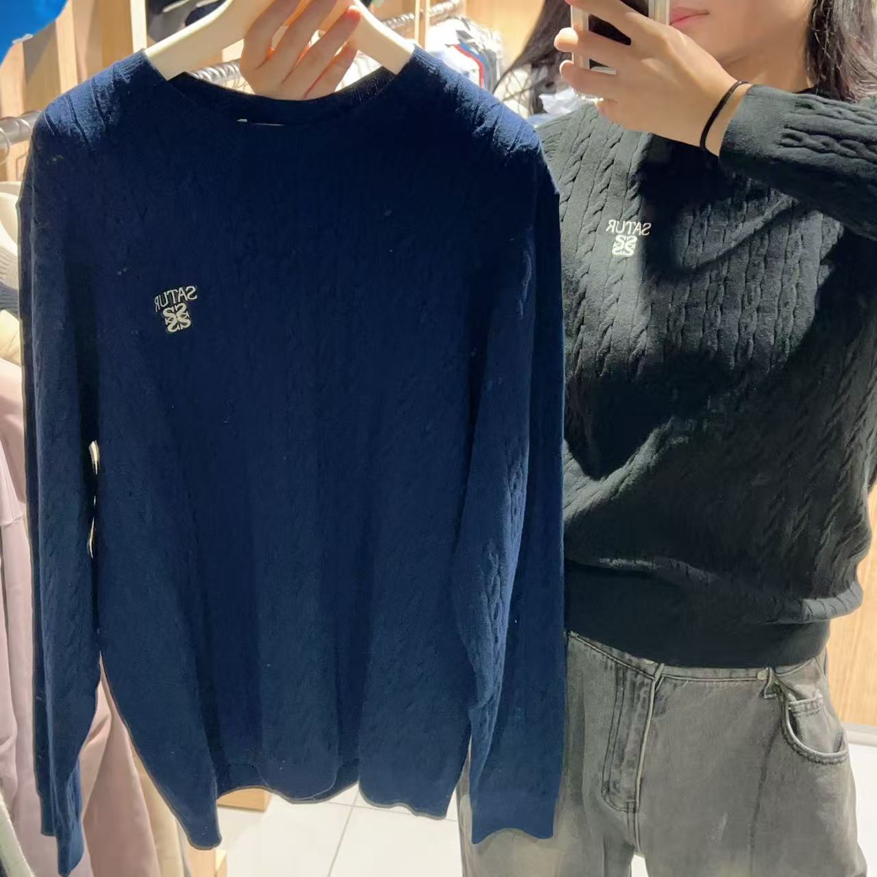 韓國 Satur Plain Cable Crew Neck Knit【SR141】