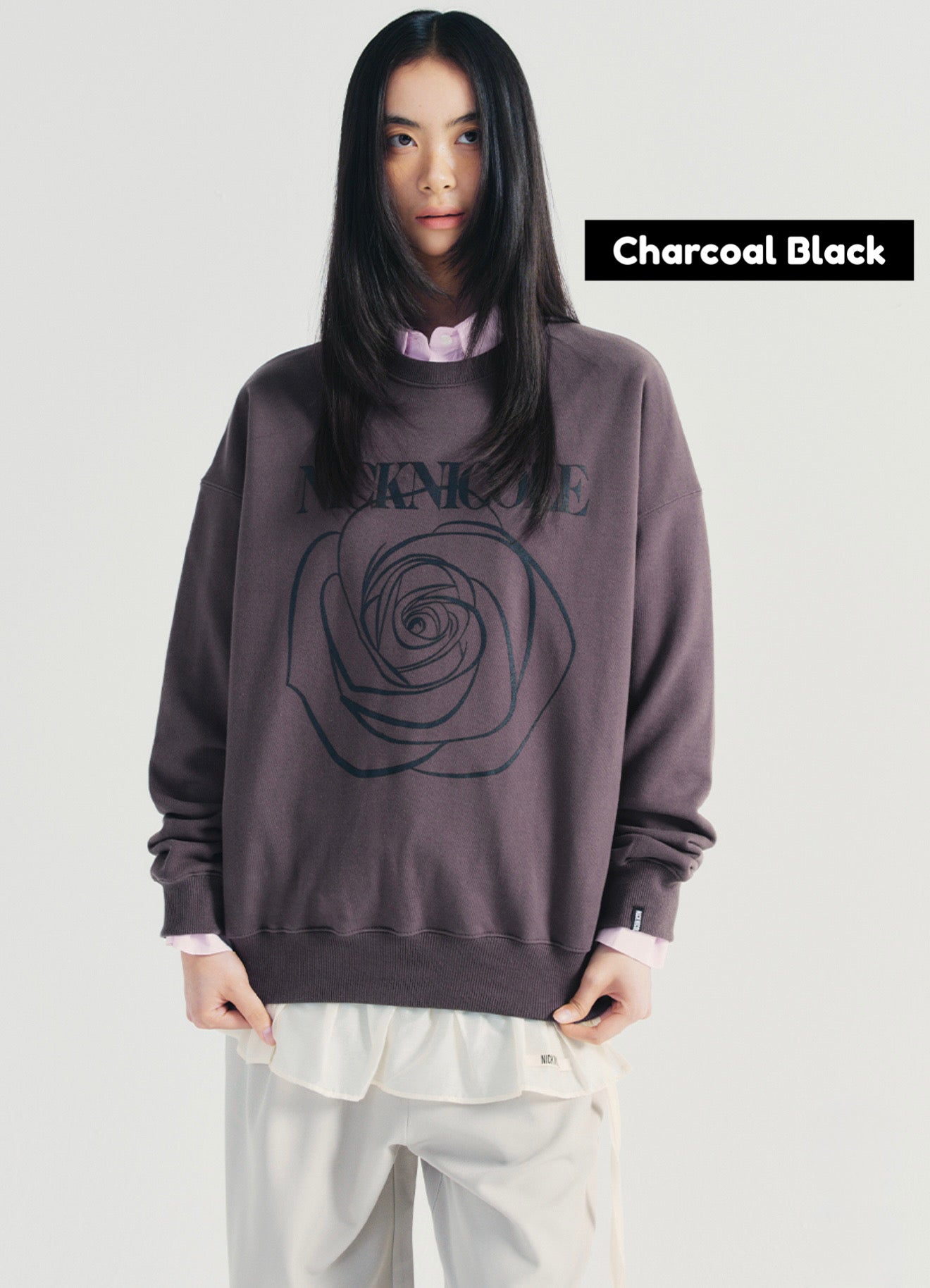 韓國 Nick Nicole Rose Printing Sweatshirt【NN005】